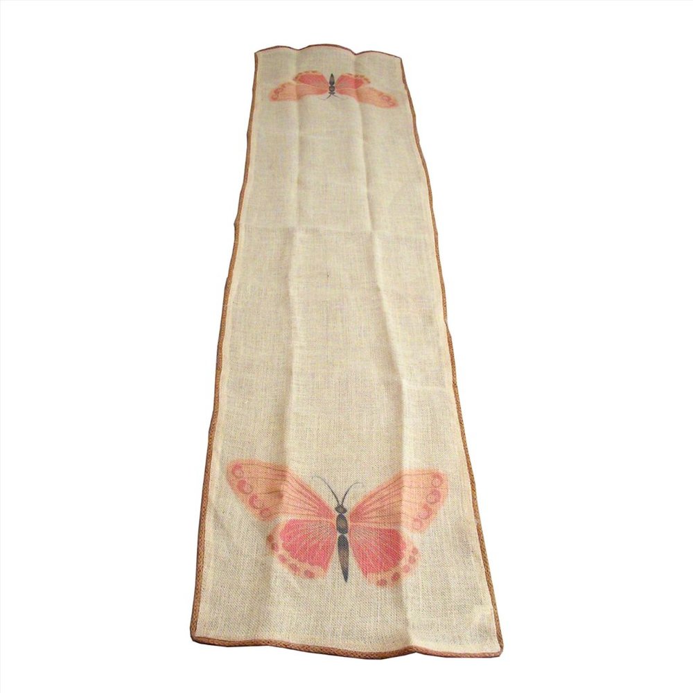 NWT Butterflies on Natural Jute Material Table Runner